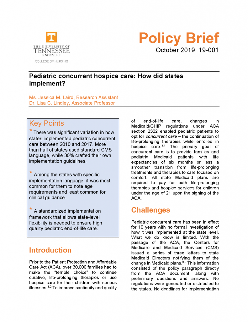 Policy Brief: Concurrent Care Implementation